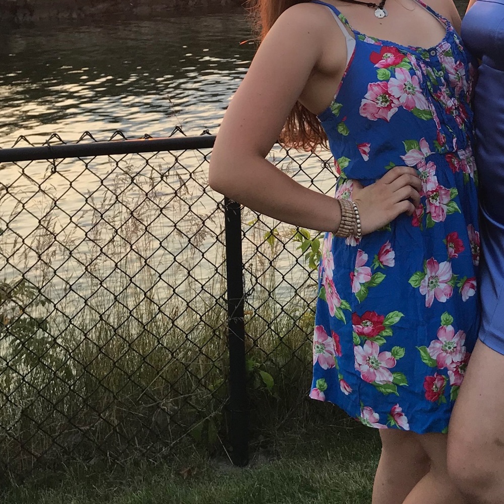 Hollister blue sun dress flowers